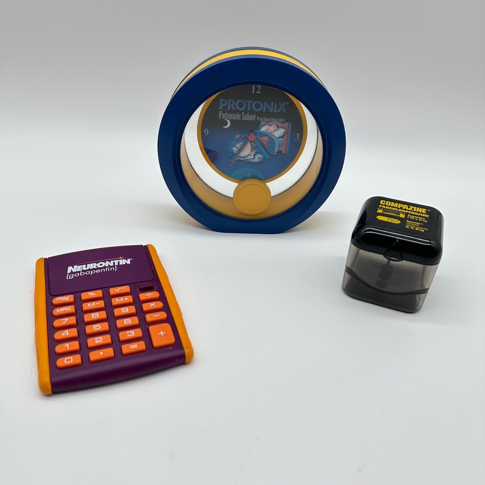 VTG Pharmaceutical Drug Rep Promo Lot Protonix Clock Calculator READ